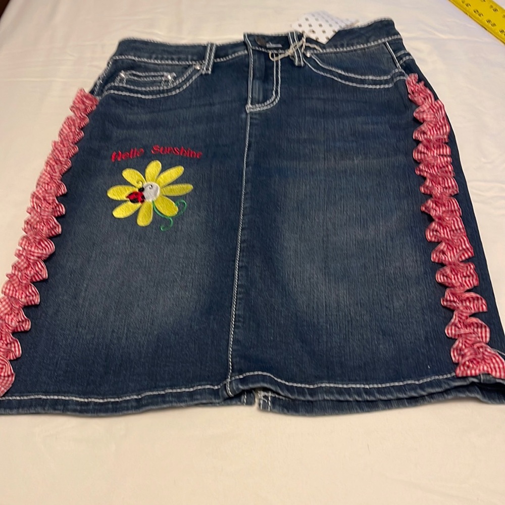 Women’s mini skirt size 2 embroidered and embellished 🦋. Brand- Earl Jeans